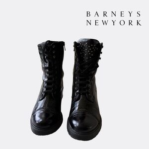 Barneys New York Black Leather Lace-Up Boots – Size 38 EU (US 7.5–8) – Clean